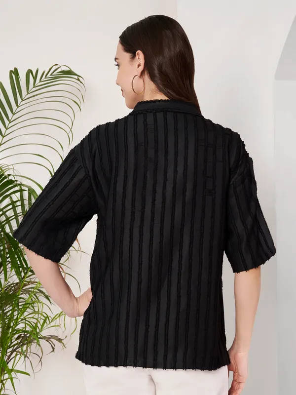 Black_Textured_Relaxed_Fit_Shirt_For_Women