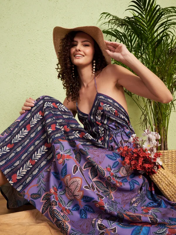 Purple_Floral_Print_Spaghetti_Strap_Dress_For_Women