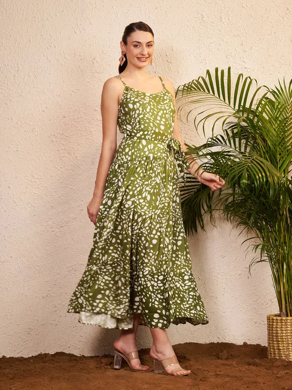 Green_Printed_Fit_And_Flare_Dress_For_Women