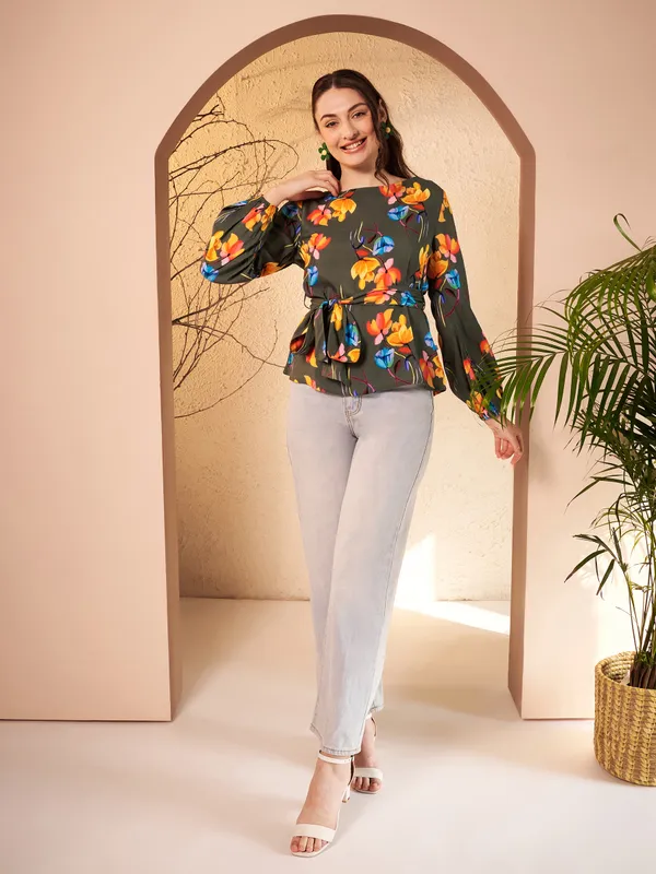 Olive_Floral_Peplum_Top_For_Women