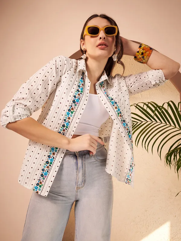 White_Printed_Regular_Fit_Shirt_For_Women