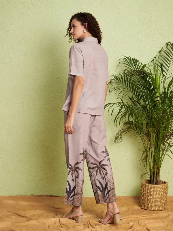 Mauve_Shirt_And_Printed_Trousers_Co-Ord_Set_For_Women