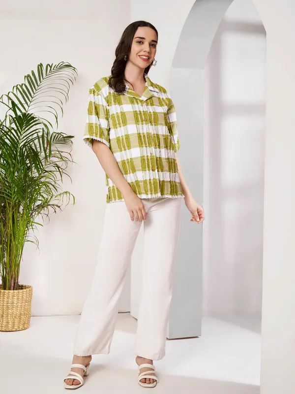 Green_Checkered_Relaxed_Fit_Shirt_For_Women