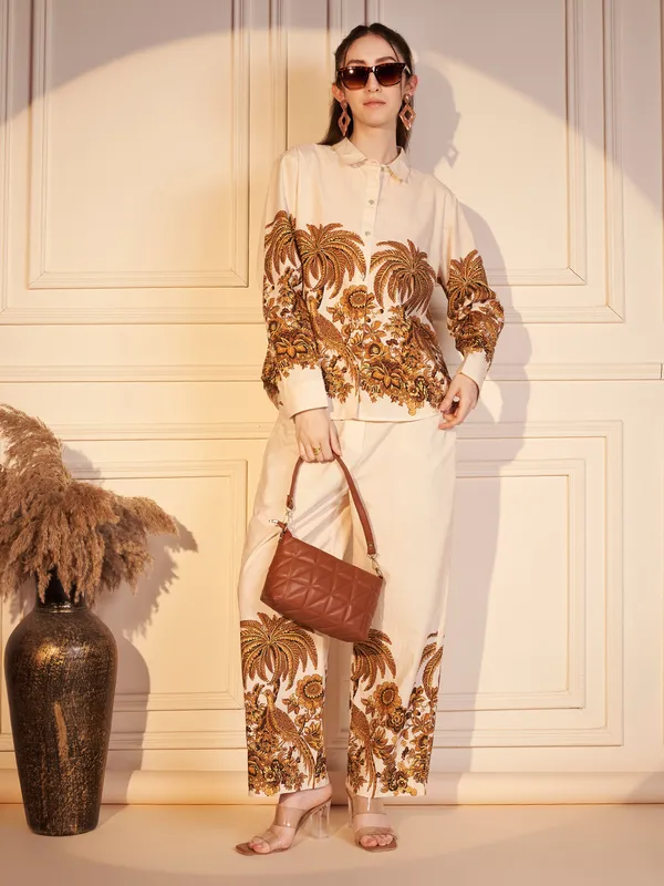 Cream_Printed_Co-Ord_Set_For_Women