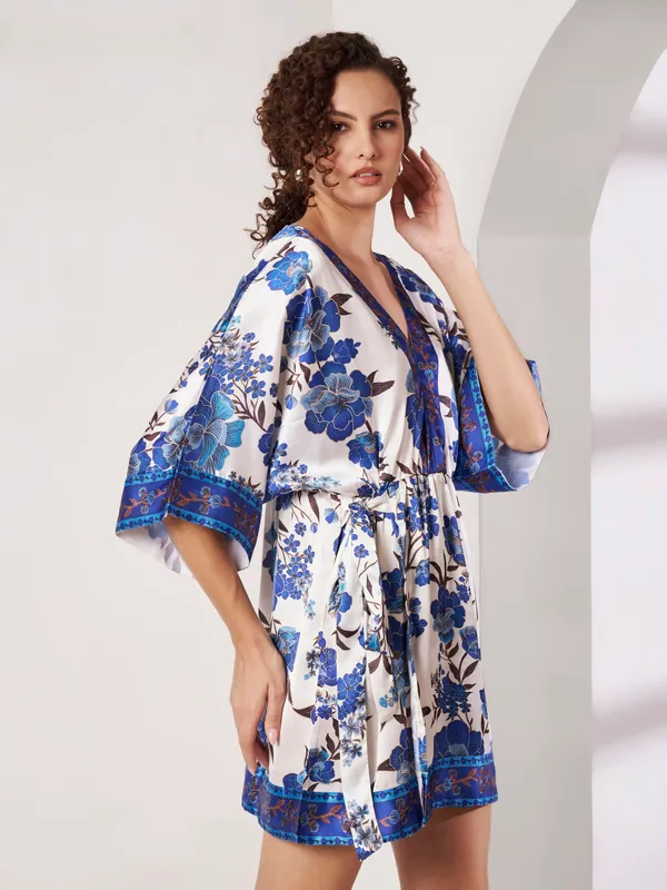 White_Floral_Print_Kaftan_Dress_For_Women