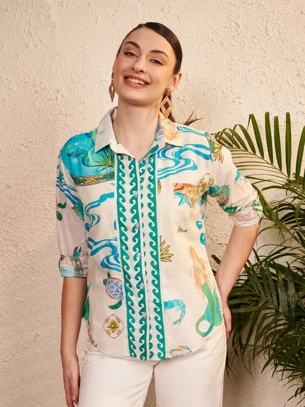 White_Multicolor_Printed_Regular_Fit_Shirt_For_Women