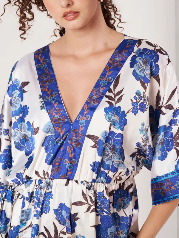 White_Floral_Print_Kaftan_Dress_For_Women