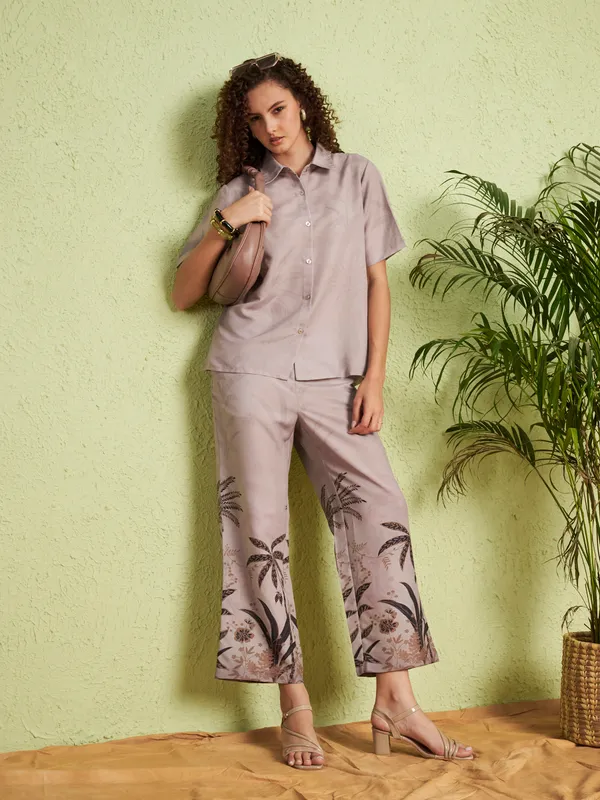 Mauve_Shirt_And_Printed_Trousers_Co-Ord_Set_For_Women