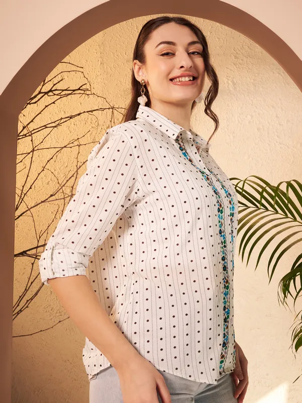 White_Printed_Regular_Fit_Shirt_For_Women