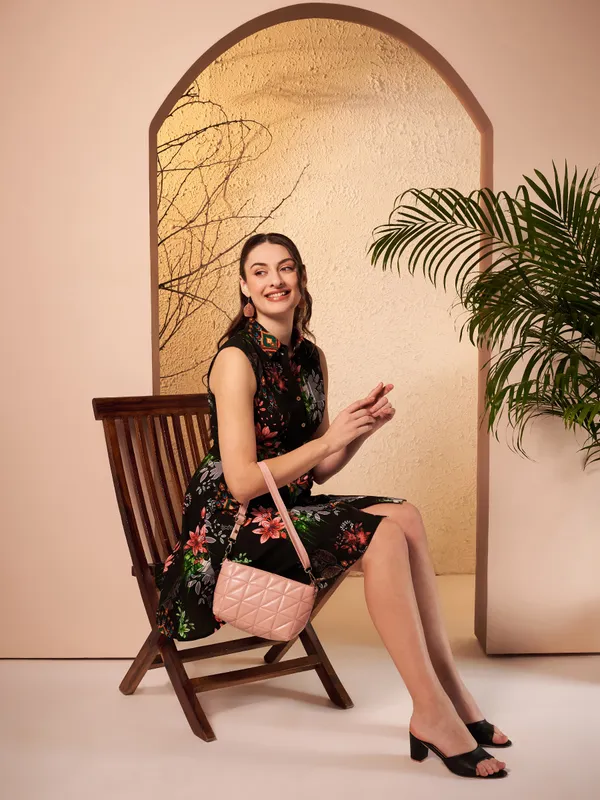 Black_Floral_Fit_And_Flare_Dress_For_Women