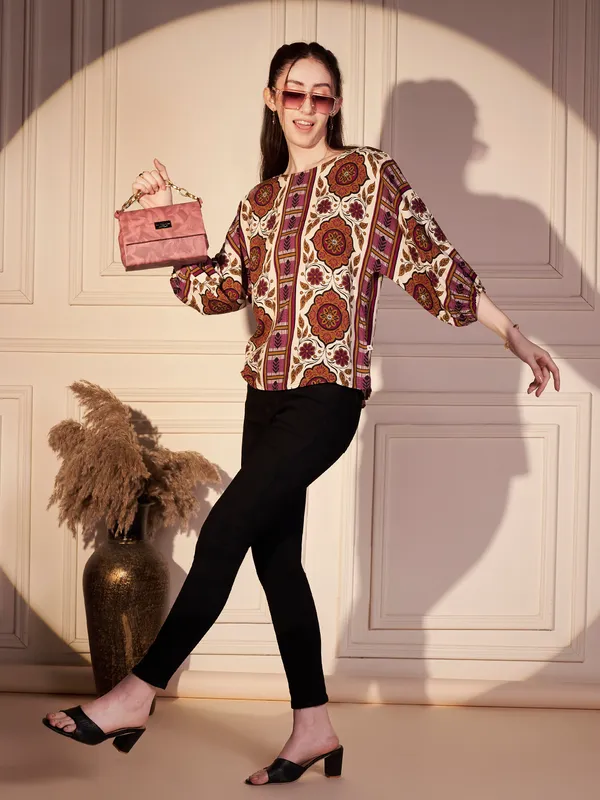 Multicolor_Printed_Relaxed_Fit_Top_For_Women