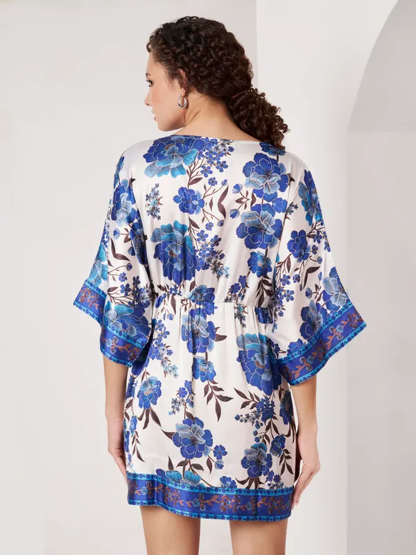 White_Floral_Print_Kaftan_Dress_For_Women