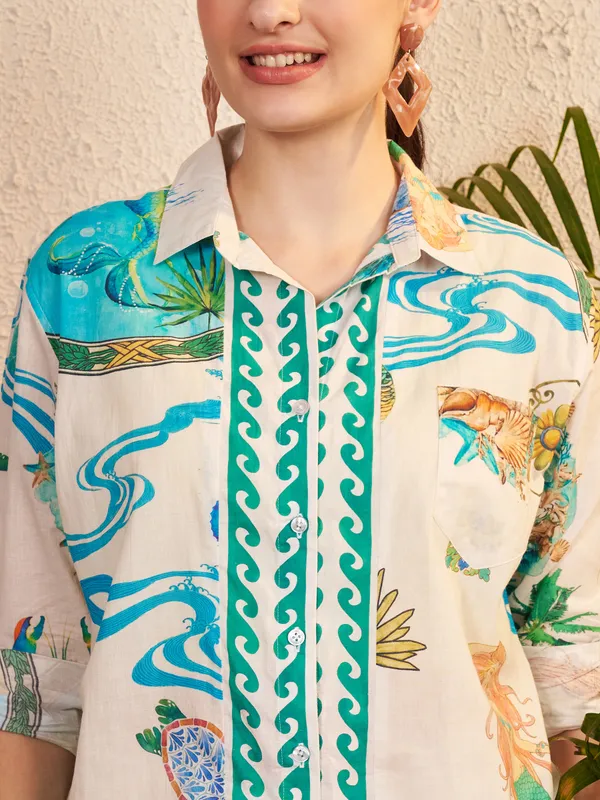 White_Multicolor_Printed_Regular_Fit_Shirt_For_Women