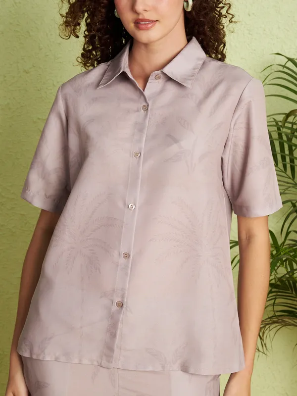 Mauve_Shirt_And_Printed_Trousers_Co-Ord_Set_For_Women