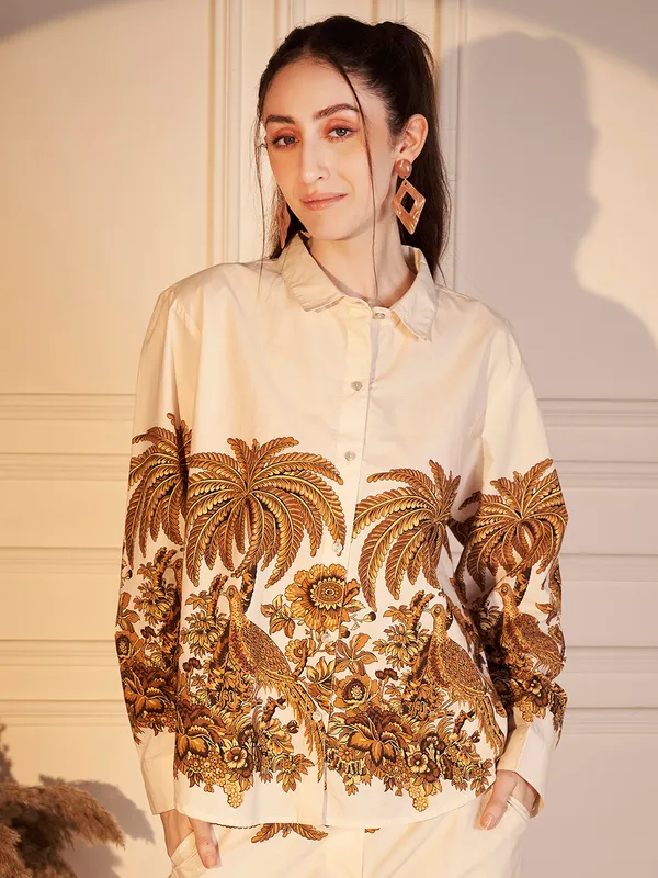 Cream_Printed_Co-Ord_Set_For_Women