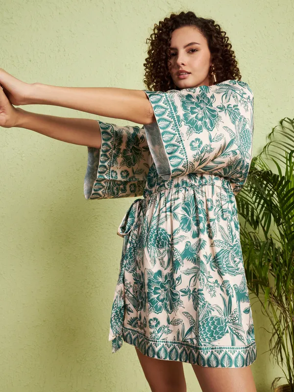 Green_Botanical_Print_Relaxed_Fit_Romper_For_Women