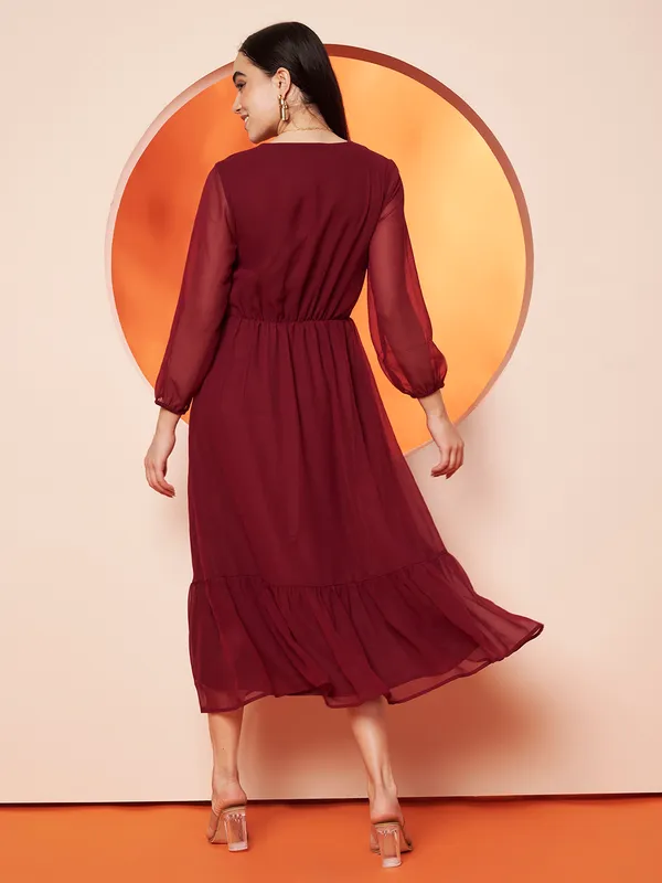 Maroon_Sheer_A-Line_Dress_For_Women