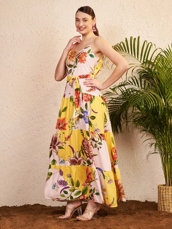 Yellow_Floral_Print_Maxi_Dress_For_Women