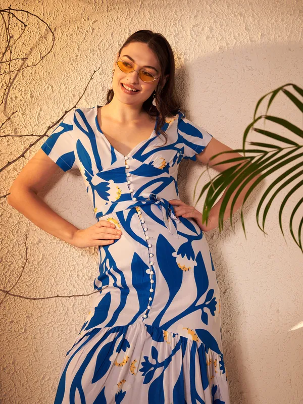 Blue_Floral_Print_Midi_Dress_For_Women