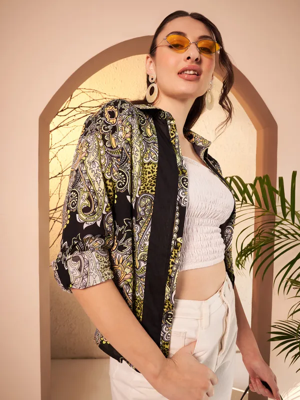 Black_Paisley_Print_Casual_Shirt_For_Women