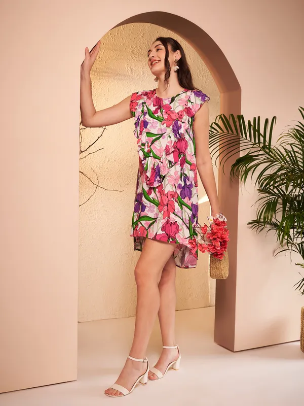 Pink_Floral_A-Line_Dress_For_Women