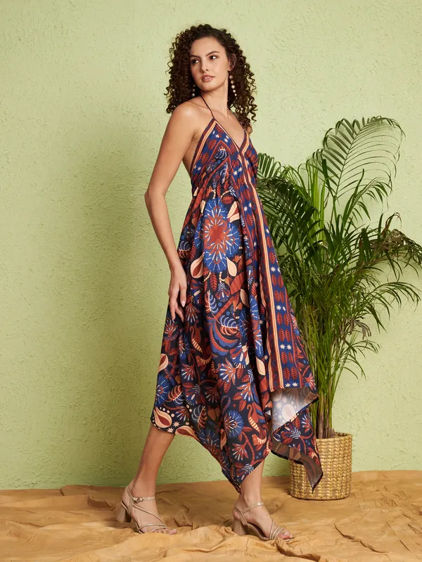 Blue_Printed_Spaghetti_Strap_Dress_For_Women