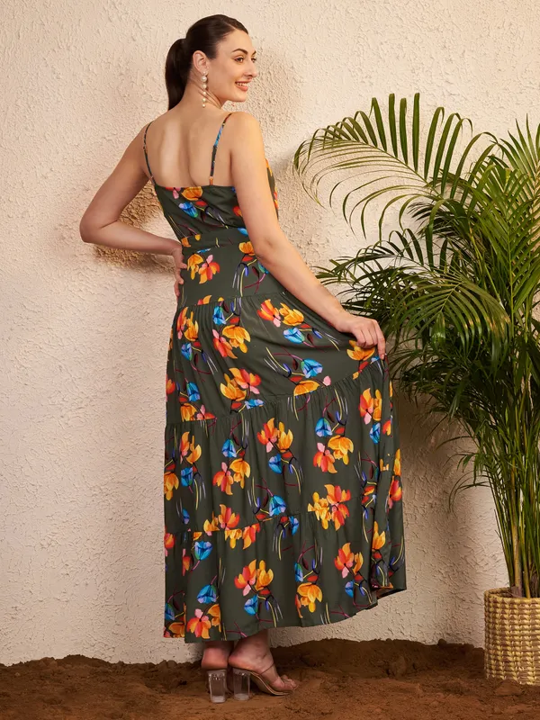 Olive_Floral_Print_Flared_Maxi_Dress_For_Women