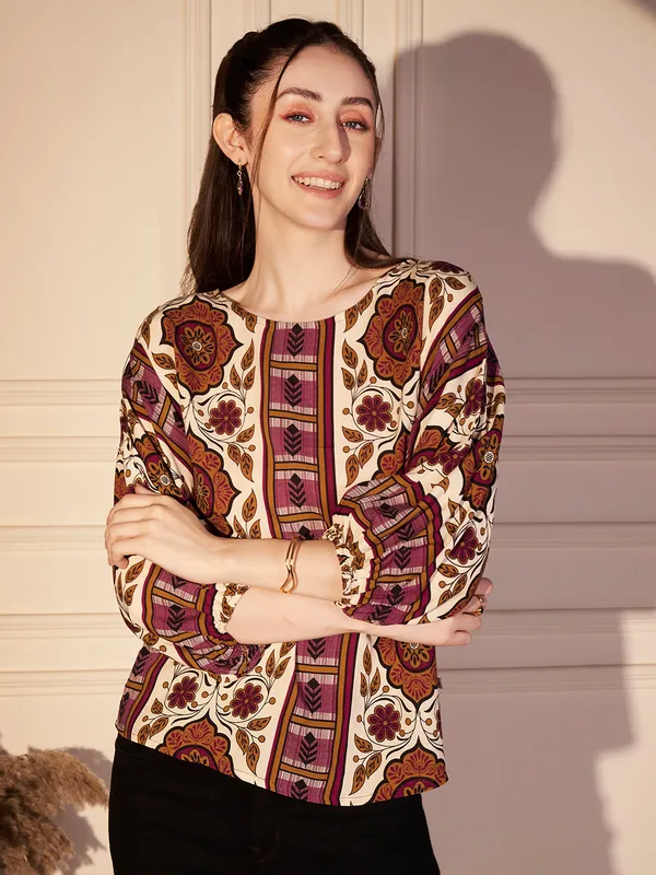 Multicolor_Printed_Relaxed_Fit_Top_For_Women