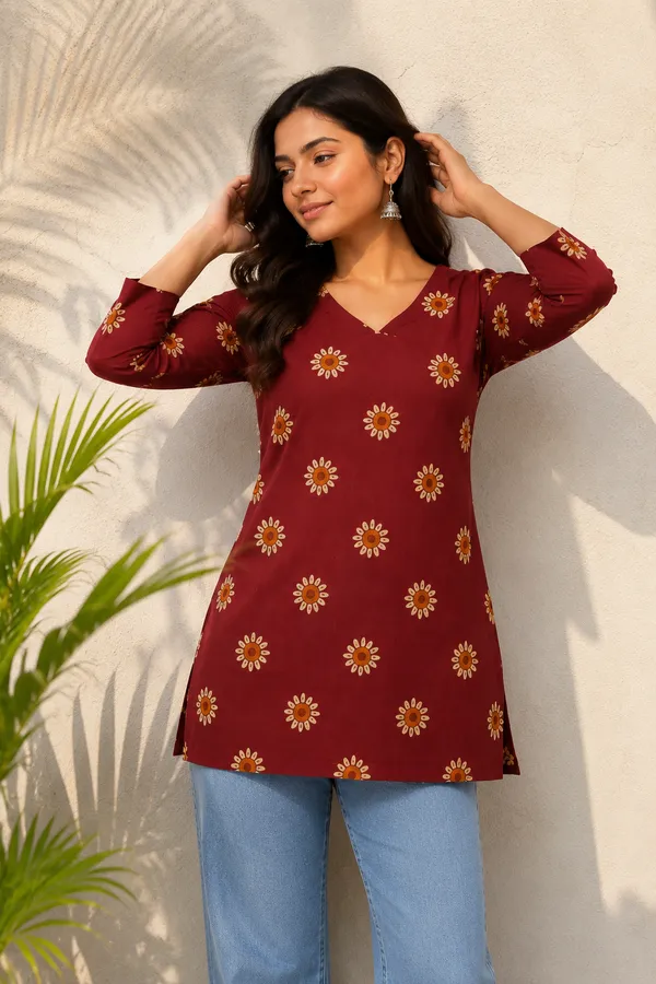 Maroon_Printed_Straight_Fit_Kurti_for_Women