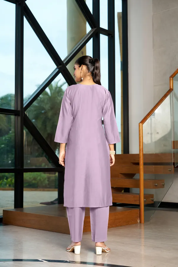 Lavender_Embellished_Straight_Kurta_Set_For_Women