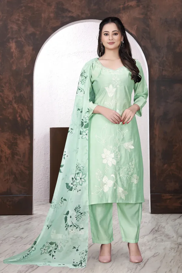 Mint_Green_Floral_Print_Kurta_Set_for_Women