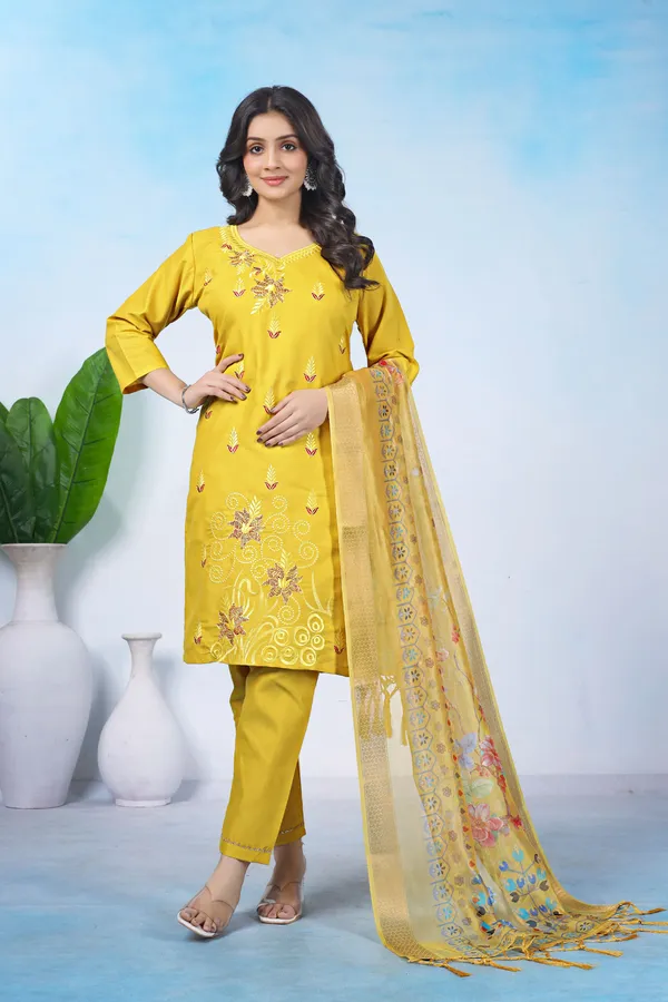 Yellow_Embroidered_Straight_Kurta_Set_For_Women