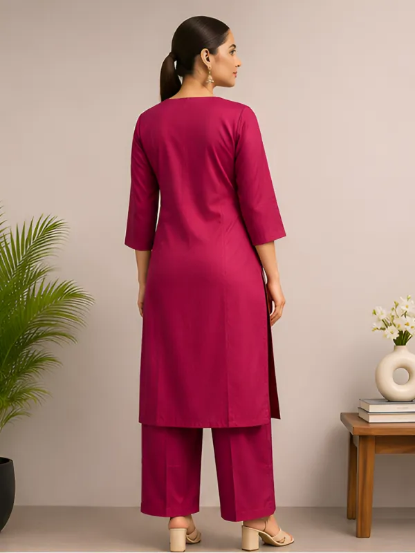 Magenta_Straight_Kurta_Pant_Set_for_Women