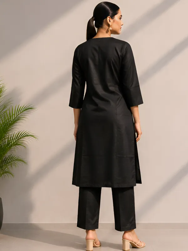 Black_Embroidered_Straight_Kurta_Set_For_Women