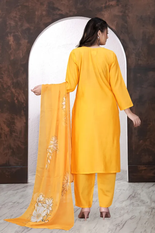 Yellow_Floral_Print_Straight_Kurta_Set_for_Women