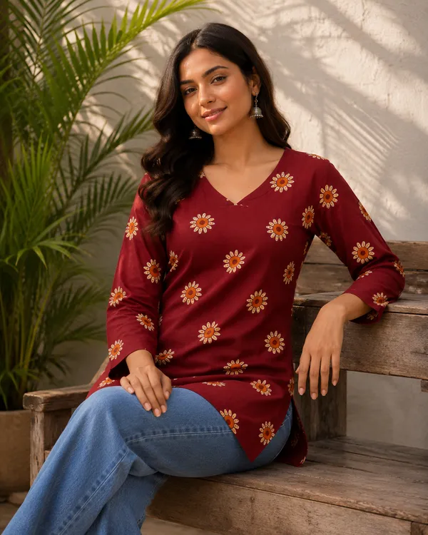 Maroon_Printed_Straight_Fit_Kurti_for_Women
