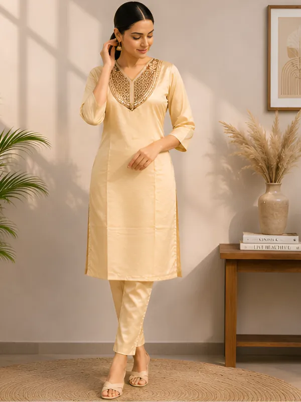 Cream_Embroidered_Straight_Kurta_Set_for_Women