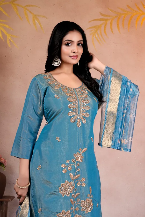 Blue_Embroidered_Kurta_Set_For_Women