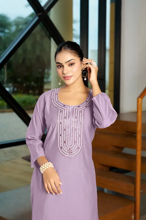 Lavender_Embellished_Straight_Kurta_Set_For_Women