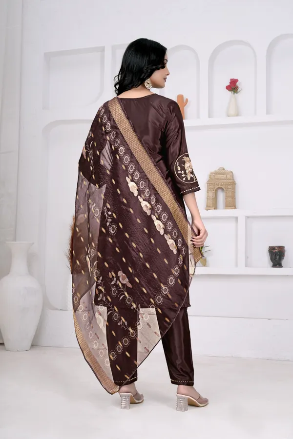 Brown_Embroidered_Kurta_Set_With_Dupatta_for_Women