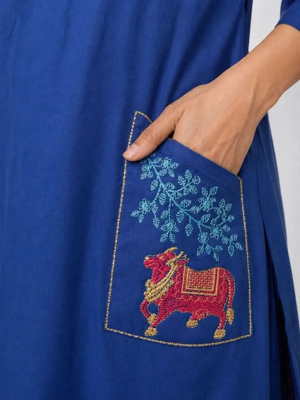 Blue_Cotton_Kurti_Palazzo_Set_For_Women