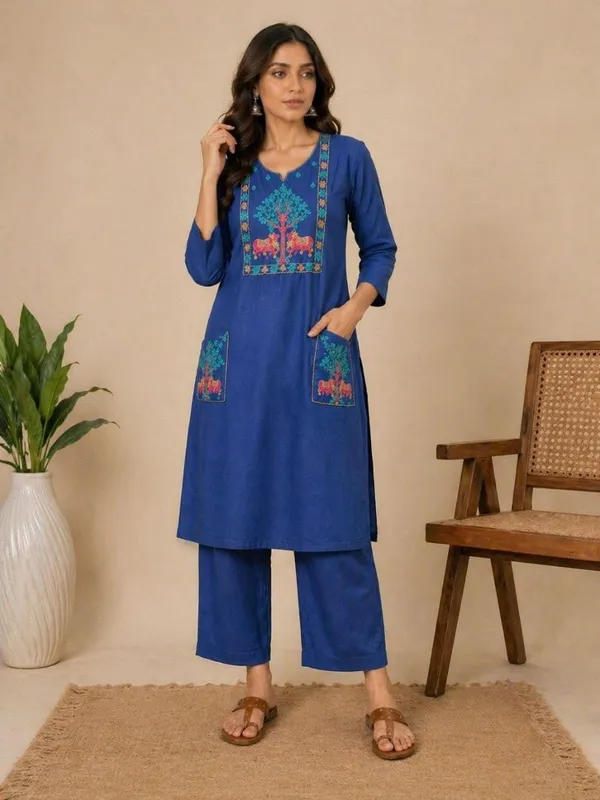Blue_Cotton_Kurti_Palazzo_Set_For_Women