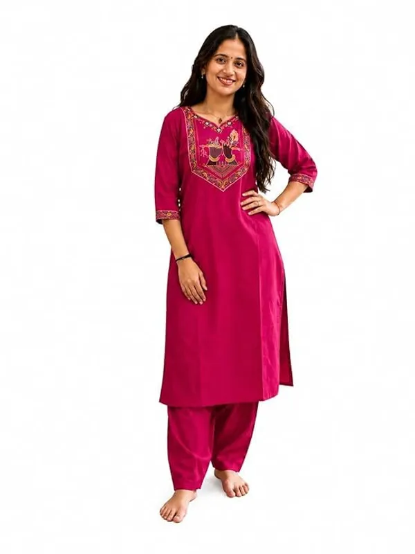Women_S_Pink_Bansi_Kurti_And_Palazzo_Set_Ethnic_Kurta_With_Coordinated_Wide_Leg_Plazo_Pants_Regular_Fit_Two_Piece_Indian_Clothing_Outfit_Traditional_Kurti_Bottom_Co_Ord_Set_For_Women