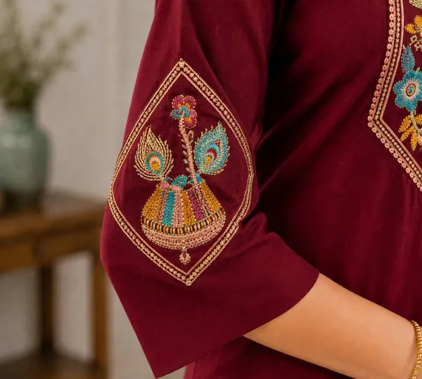 Product_Summary_Straight_Kurta_Pant_Maroon_Embroidered_Kurta_Set