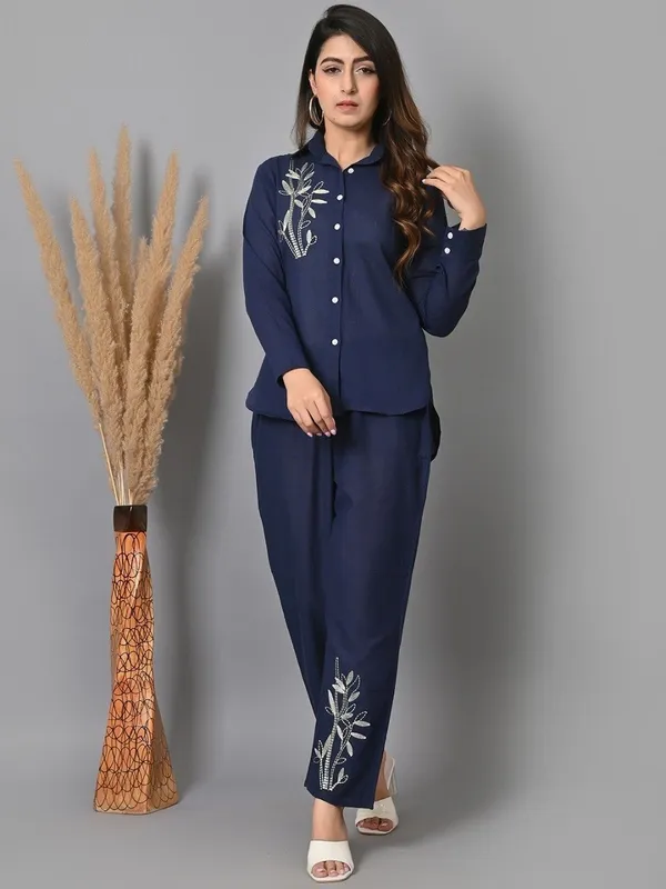 Navy_Embroidered_Relaxed_Fit_Co_Ord_Set_For_Women