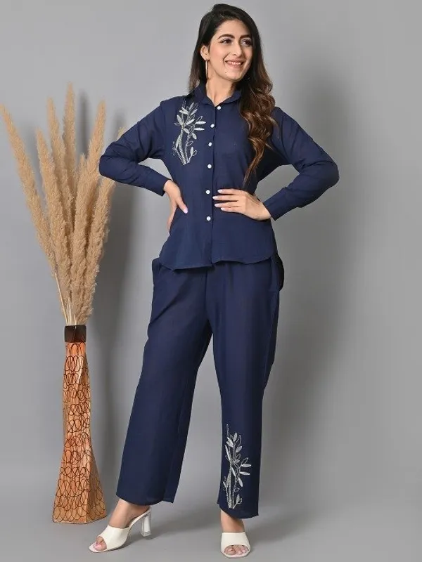 Navy_Embroidered_Relaxed_Fit_Co_Ord_Set_For_Women