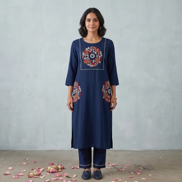 Navy_Blue_Embroidered_Straight_Kurta_for_Women