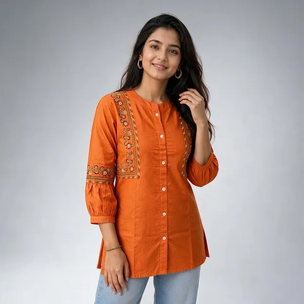 Orange_Embroidered_Relaxed_Fit_Kurti_for_Women