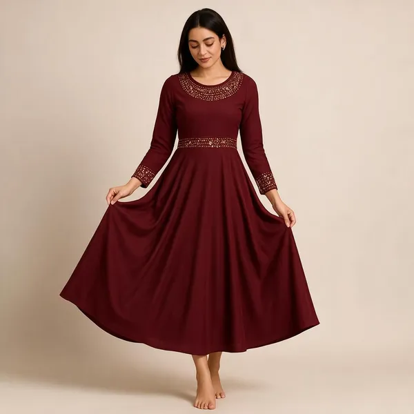 Maroon_Embellished_Flared_Dress_for_Women