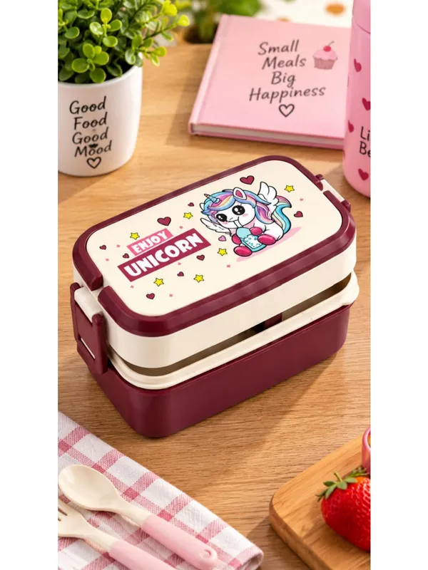 Maroon_Plastic_3_Layer_Lunch_Box_With_Spoon_And_Fork
